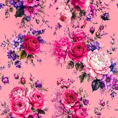 Pudra Pembe & Fuşya Romantik Çiçekler